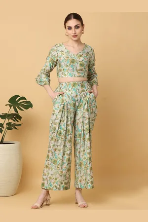 Kalini Floral Printed V-Neck Top & Trousers Co-Ord
