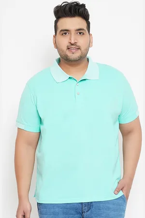 Instafab Size Men Sea Green Solid Polo Collar T-shirt