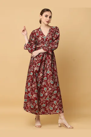 Kalini Printed Puffed Sleeves Crop Top and Skirt