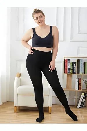 Hill Islands Thermal Fur Fleece Lined Black Pantyhose Footed Stockings
