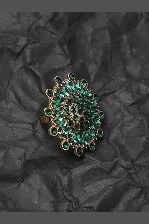 Anouk Gold-Plated Stone Studded Circle Statement Finger Ring