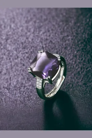 Designs & You Silver-Plated Cubic Zirconia Stone-Studded Adjustable Finger Ring