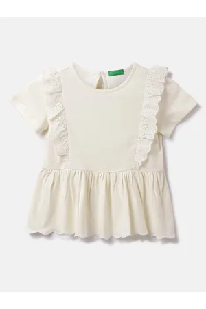 Benetton Girls Ruffled Cotton A-Line Dress