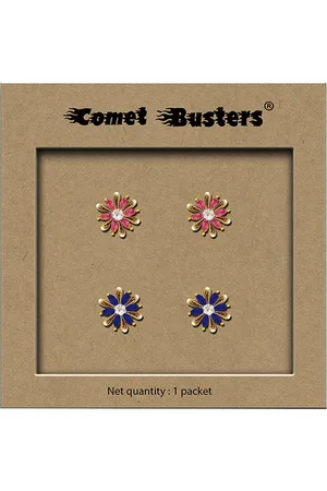Comet Busters Set Of 2 Floral Non Piercing Ear Stickers