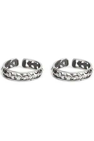 FableStreet 92.5 Sterling Silver Chevron Filigree Adjustable Toe Rings