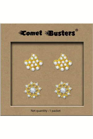 Comet Busters Set Of 2 Floral Non Piercing Ear Stickers