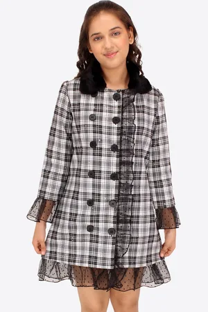 CUTECUMBER Girls Checked Ruffles A-Line Dress