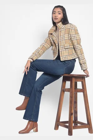 Crimsoune Club Checked Spread Collar Long Sleeves Lightweight Cropped Tailored Jacket