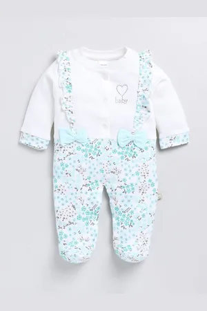 Moms Love Infant Girls Floral Printed Pure Cotton Romper With Headband