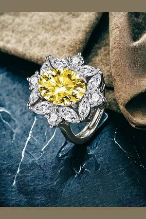Designs & You Silver-Plated CZ Stone-Studded Adjustable Brass Finger Ring