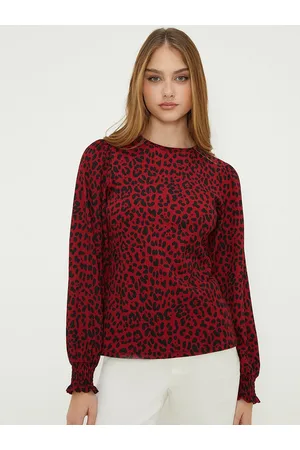 Dorothy Perkins Animal Print Textured Puff Sleeve Top