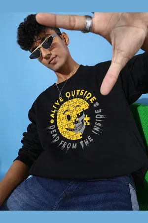 Difference of Opinion Men Printed Oversized Fleece Sweatshirt