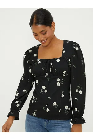 Dorothy Perkins Floral Printed Textured Long Sleeves Top