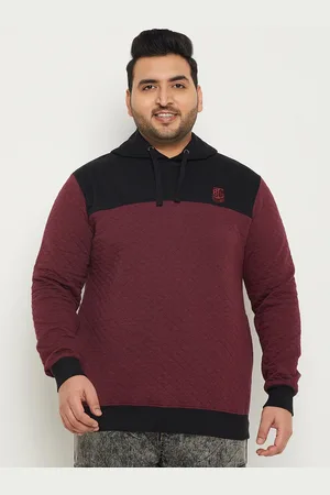 Bigbanana Plus Size Colourblocked Antimicrobial Hooded Pure Cotton Pullover Sweatshirt