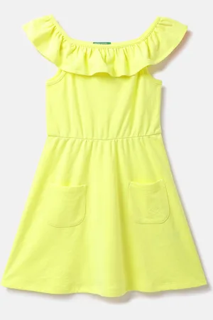 Benetton Pocket Detailing Ruffled A-Line Dress