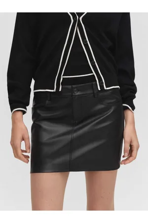 MANGO Faux Leather Straight Mini Skirt