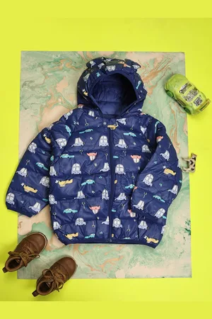 V-Mart Kids Printed Hooded Lightweight Puffer Jacket