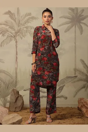 SCAKHI Floral Printed Shirt Collar A-Line Kurta & Palazzo