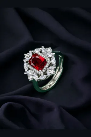 Designs & You Silver-Plated CZ Stone-Studded Adjustable Finger Ring