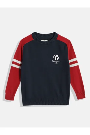 Pepe Jeans Boys Brand Logo Printed & Colourblocked Pure Cotton Pullover