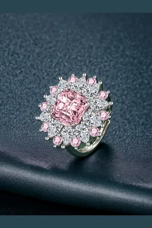Designs & You Silver-Plated Cubic Zirconia Studded Adjustable Finger Ring
