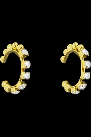 Comet Busters Gold-Plated Clip On Non Piercieng Half Hoop Earrings