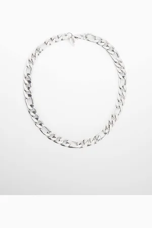 MANGO Silver-Toned Linked Chain Necklace