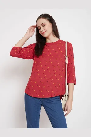 Crimsoune Club Red Printed Top