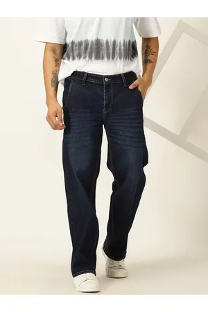 HERE&NOW Men Comfort Mid Rise Stretchable Cotton Baggy Jeans