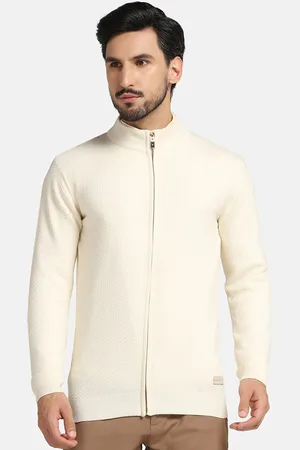 Blackberrys Self Design Woollen Front-Open Sweaters