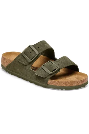 Birkenstock Arizona Thyme Regular Width Suede Leather Two-Strap Sandals