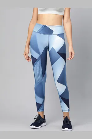 Reebok Women Blue TS Lux Bold 7/8 Length 2.0 Modern Block Print Training Tights