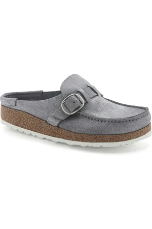 Birkenstock Buckley Shimmering Purple Fog Narrow Width Suede Leather Clogs