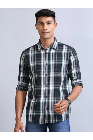 Bushirt Classic Tartan Checked Corduroy Weave Casual Shirt