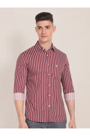 U.S. Polo Assn. Vertical Stripes Spread Collar Long Sleeves Casual Shirt