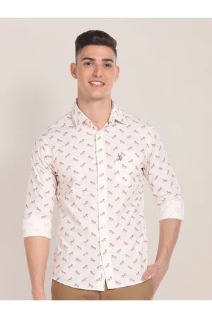 U.S. Polo Assn. Micro Ditsy Printed Spread Collar Long Sleeves Casual Shirt