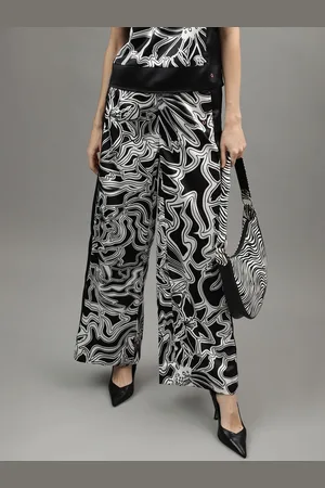 ICONIC Women Printed Mid Rise Parallel Trousers