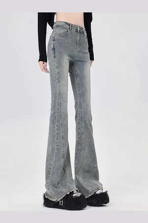 LULU & SKY Women High-Rise Heavy Fade Mildly Distressed Bootcut Jeans
