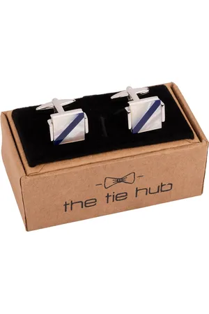 The Tie Hub Rhodium-Plated Printed Square Cufflinks