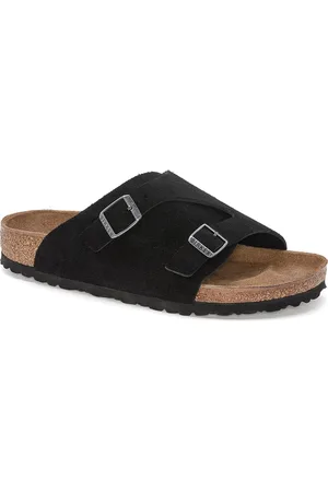 Birkenstock Za1/4Rich Black Narrow Width Suede Leather Mule