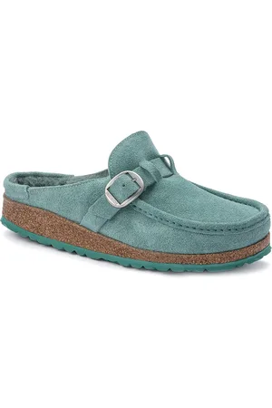 Birkenstock Buckley Shearling Beryl Narrow Width Suede Leather Clogs