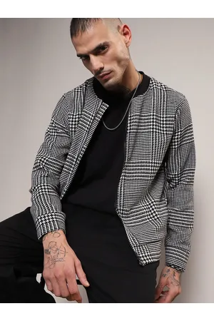 Campus Checked Cotton Collarless Windcheater Tailored Jacket