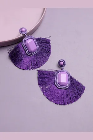 Sangria Purple Gold-Plated Classic Intricate Textured Drop Earrings