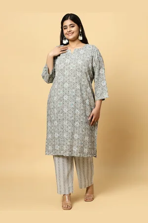 Sztori Plus Size Ethnic Motifs Printed Pure Cotton Kurta & Trouser