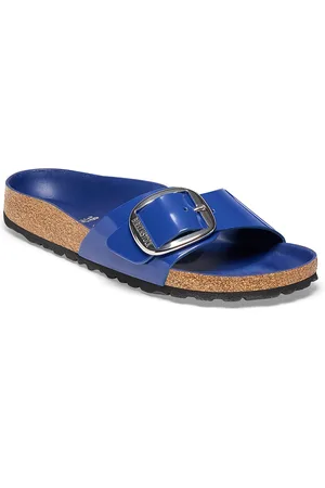 Birkenstock Madrid Buckle High-Shine Cobalt Narrow Width One-Strap Sandals