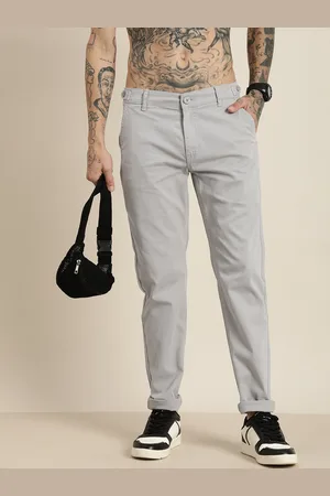 HERE&NOW Men Mid-Rise Tapered Fit Chinos Trousers