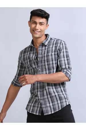 Bushirt Classic Tartan Checked Corduroy Weave Casual Shirt