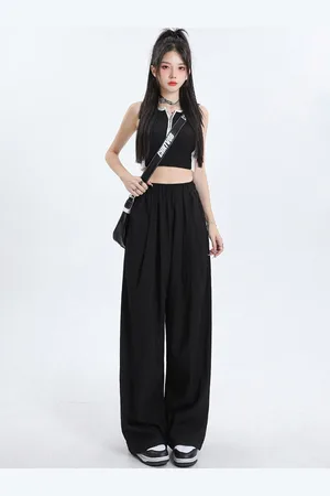 LULU & SKY Women Black High-Rise Parallel Trouser