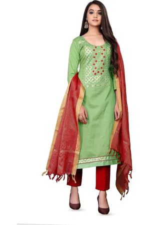 MANVAA Ethnic Motifs Embroidered Gotta Patti Unstitched Dress Material