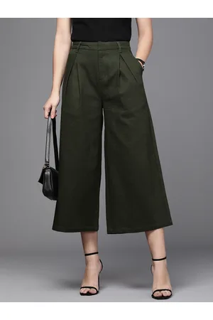 Kenneth Cole Women Pure Cotton Textured Pleated Trousers